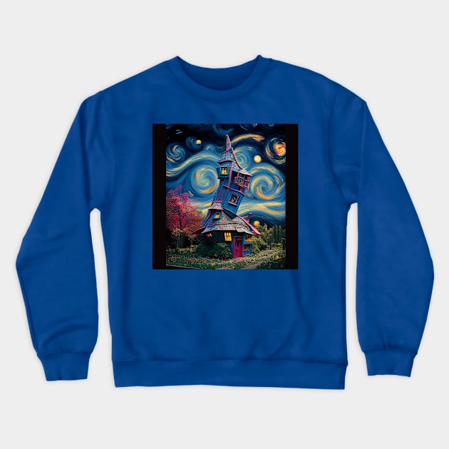 Starry Night Over The Burrow Crewneck Sweatshirt by Grassroots Green